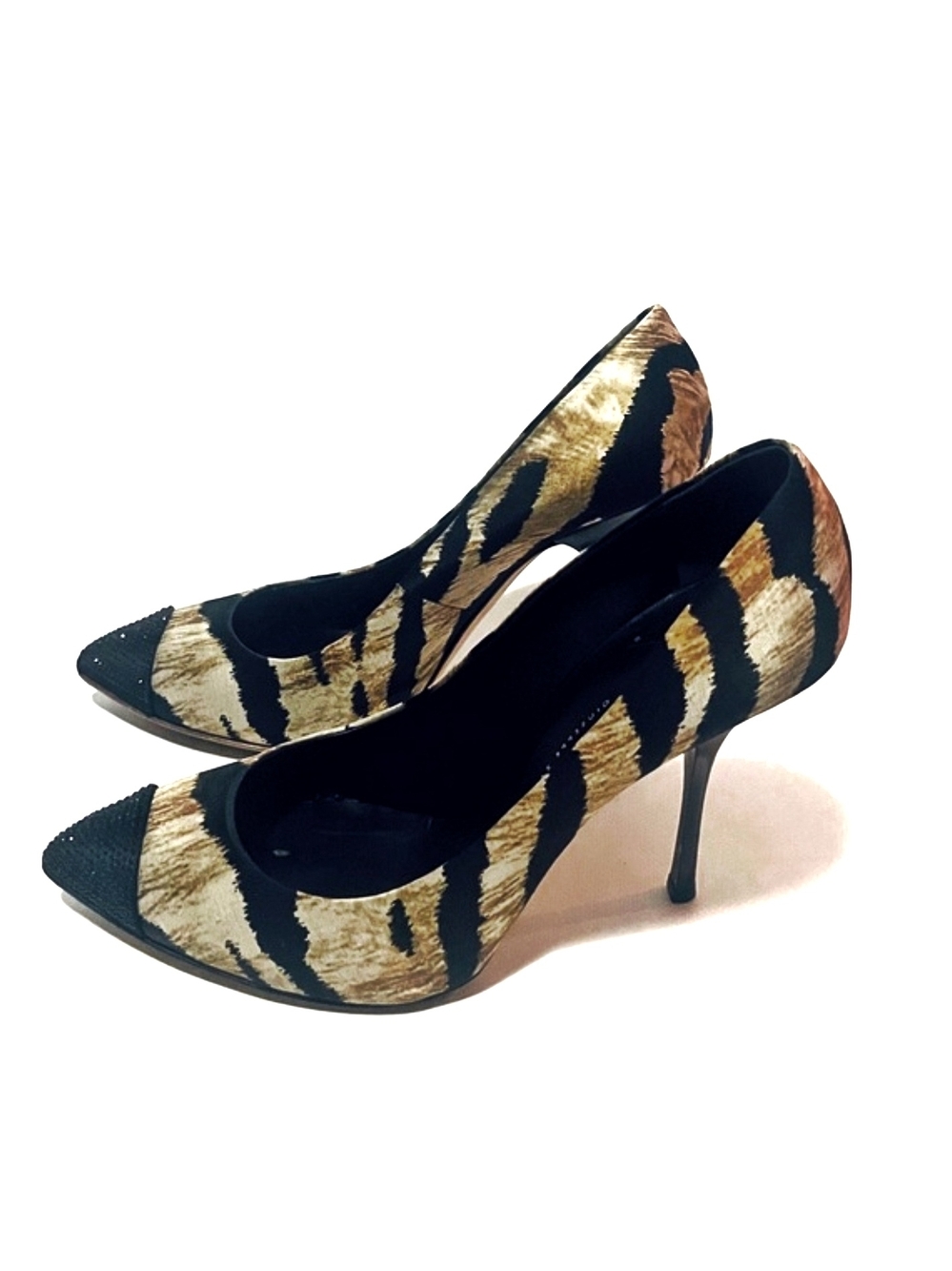 Giuseppe Zanotti Animal Print Rhinestone Heels 41.5